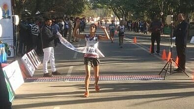 Photo: X | Athletics Federation Of India : Bhawna Jat after finishing the race in the 7th National Race Walk Championships 2020 in Ranchi.